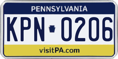 PA license plate KPN0206