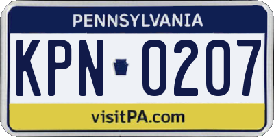 PA license plate KPN0207