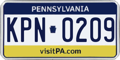 PA license plate KPN0209