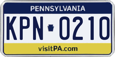 PA license plate KPN0210