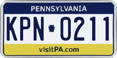 PA license plate KPN0211