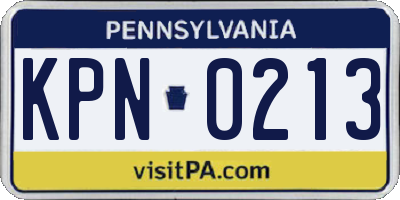 PA license plate KPN0213