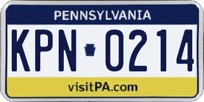 PA license plate KPN0214