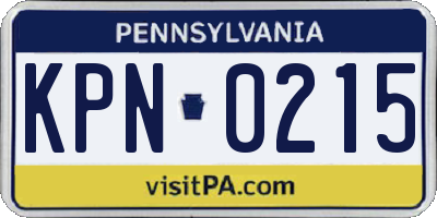 PA license plate KPN0215