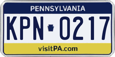 PA license plate KPN0217
