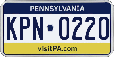 PA license plate KPN0220
