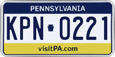 PA license plate KPN0221