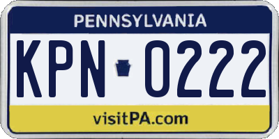 PA license plate KPN0222