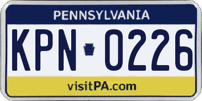 PA license plate KPN0226
