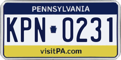 PA license plate KPN0231