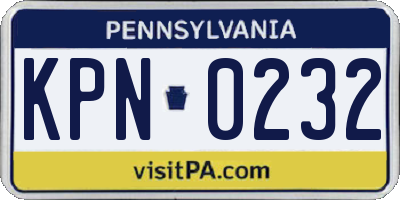 PA license plate KPN0232