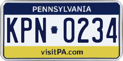 PA license plate KPN0234