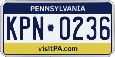 PA license plate KPN0236