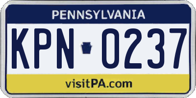 PA license plate KPN0237