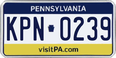 PA license plate KPN0239