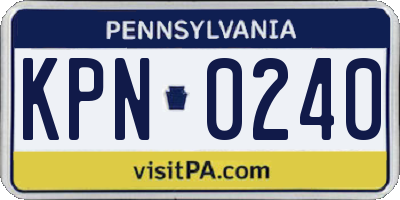 PA license plate KPN0240