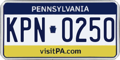PA license plate KPN0250