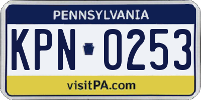 PA license plate KPN0253