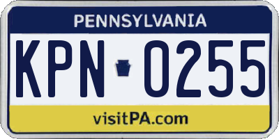 PA license plate KPN0255