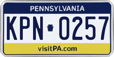 PA license plate KPN0257