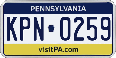 PA license plate KPN0259