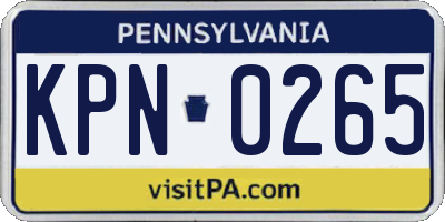 PA license plate KPN0265