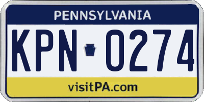 PA license plate KPN0274