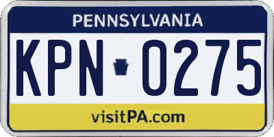 PA license plate KPN0275