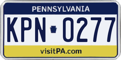 PA license plate KPN0277