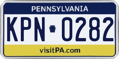 PA license plate KPN0282