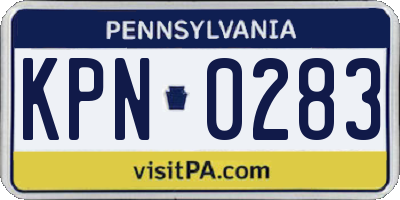 PA license plate KPN0283