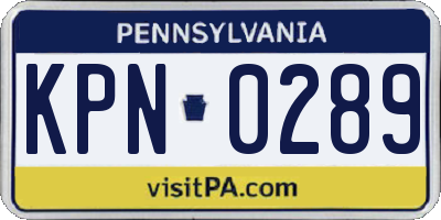 PA license plate KPN0289