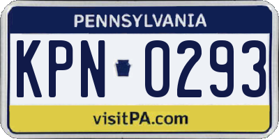PA license plate KPN0293