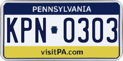 PA license plate KPN0303