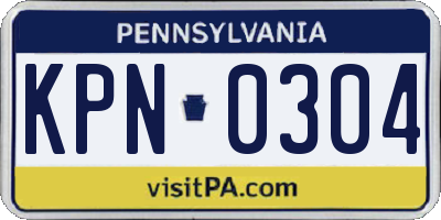 PA license plate KPN0304