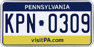 PA license plate KPN0309