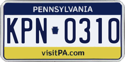 PA license plate KPN0310