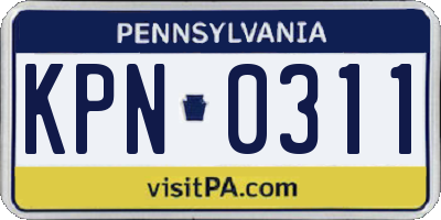 PA license plate KPN0311