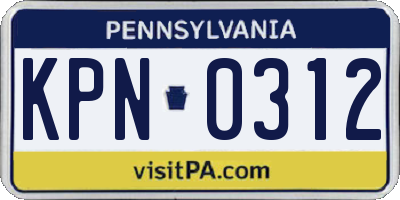 PA license plate KPN0312