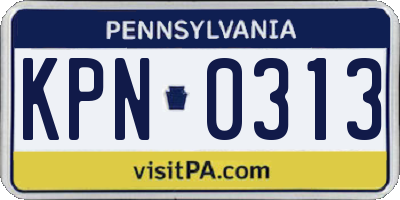 PA license plate KPN0313