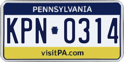 PA license plate KPN0314