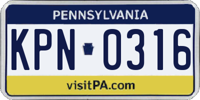 PA license plate KPN0316