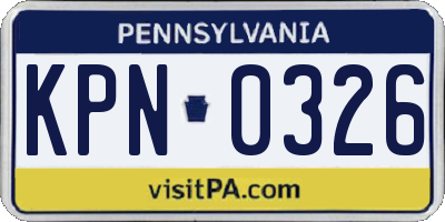 PA license plate KPN0326