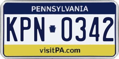 PA license plate KPN0342