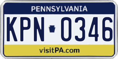 PA license plate KPN0346