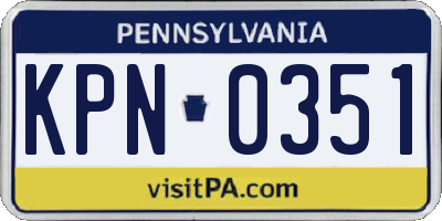 PA license plate KPN0351