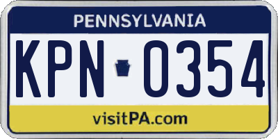 PA license plate KPN0354