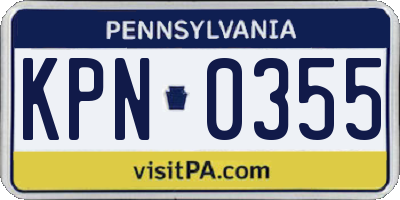 PA license plate KPN0355