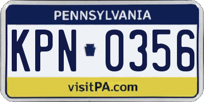 PA license plate KPN0356
