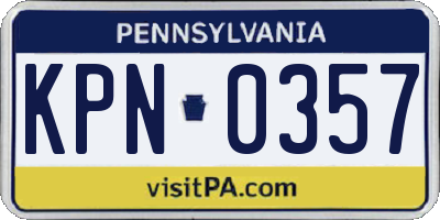 PA license plate KPN0357